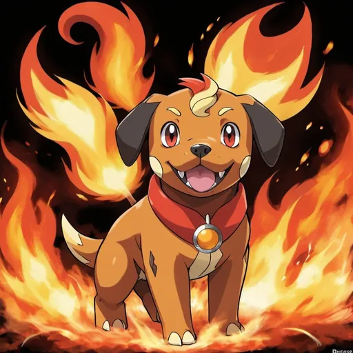 Prompt: Fire type dog pokemon bedass
