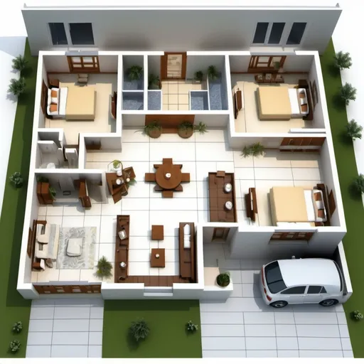 Prompt: help me develop the whole house by drawing the entire building belowThree-Bedroom House Plan

Overview:
A simple and cost-effective three-bedroom house with the following features:

Three Bedrooms (one master bedroom with an attached washroom)

Living Room

Small Kitchen

Study Room

Small Store

Common Washroom

Corridor/Veranda (optional based on available space)

Proposed Layout:

1. House Structure & Roof Coverage

The house will be roofed using 60 iron sheets (3 meters each).

Walls made from bricks for durability and affordability.

Simple rectangular or L-shaped layout for efficiency.

2. Room Arrangement

Living Room: Located at the entrance for easy access.

Kitchen: Adjacent to the living room for convenience.

Bedrooms:

Master bedroom on one end with an attached washroom.

Two smaller bedrooms on the opposite side.

Common Washroom: Positioned centrally for shared access.

Study Room: Near the bedrooms for a quiet space.

Small Store: Close to the kitchen for storage.

3. Dimensions & Space Optimization

Since no exact measurements are provided, the house will be designed compactly to fit within the roofing capacity (60 iron sheets). Approximate space distribution:

Bedrooms: 3m x 3m (each)

Master Bedroom + Washroom: 3.5m x 3m

Living Room: 4m x 3m

Kitchen: 2.5m x 2.5m

Study Room: 2.5m x 2.5m

Store: 1.5m x 1.5m

Common Washroom: 2m x 1.5m

4. Cost-Saving Considerations

Roofing: Limited to 60 iron sheets to minimize cost.

Walling: Bricks for durability and affordability.

Flooring: Simple cement flooring instead of tiles.

Windows & Ventilation: Strategically placed for airflow to reduce cooling costs.

Doors: Use wooden or metal doors based on budget.

Printable Floor Plan Sketch

A detailed floor plan drawing is included for reference and can be printed for use during construction.





























