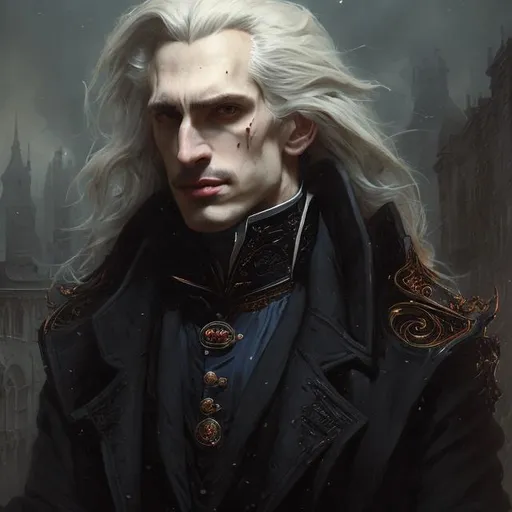 Prompt: Portrait of Alucard, in Victorian London, perfect composition, hyperrealistic, super detailed, 8k, high quality, trending art, trending on artstation, sharp focus, studio photo, intricate details, highly detailed, by greg rutkowski