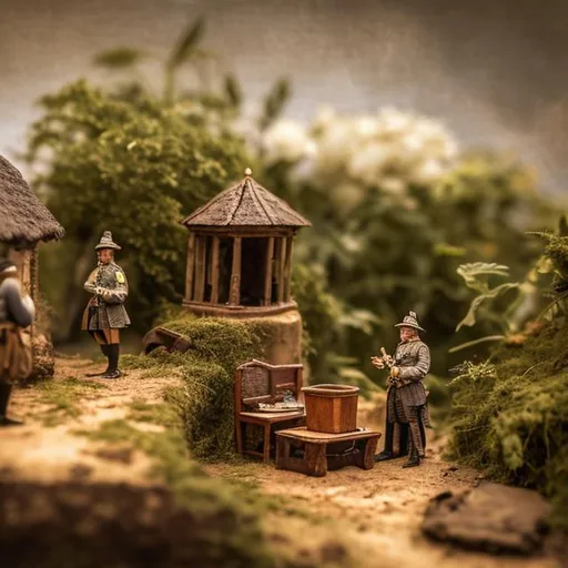 Prompt: miniature diorama macro photography, African colonial study, British.