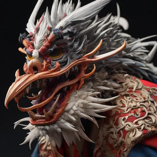 Prompt: Artwork by Daisuke Hagiwara of a tengu, hyper detailed and intricate, mysterious, mystical (sharp focus:1.2), 8K 3D, smooth facial, eyes, nose features, vivid, vibrant, (UHD:1.2), 8k resolution, character design, CloverWorks, (rendered by real engine 5)