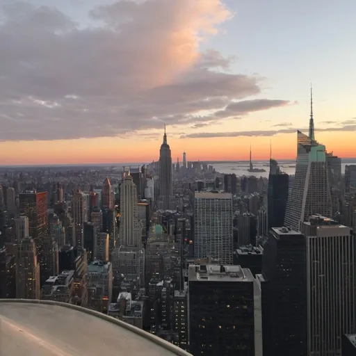 Prompt: yorkshire en un ático de ny  al atardecer