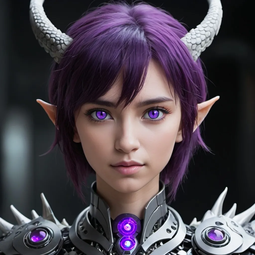 Prompt: generate ai  dragon demi human with purple eyes