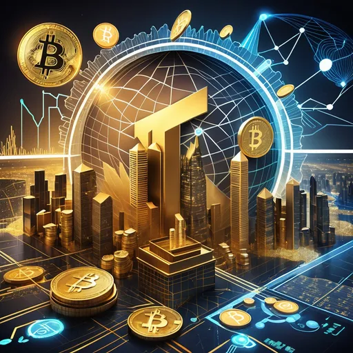 Prompt: "Design the most visually stunning and impactful image ever seen, focused on finance and cryptocurrencies. Incorporate dynamic, glowing elements like golden coins, Bitcoin and Ethereum symbols, blockchain networks, and futuristic digital interfaces. Include soaring financial graphs, stacks of cash, and a global map connected by luminous lines, representing global financial networks. The background should feature a blend of high-tech cityscapes, glowing neon lights, and holographic projections of currency symbols. Use vibrant colors like gold, electric blue, and emerald green to evoke wealth and innovation. The image should exude power, success, and the cutting-edge world of digital finance, perfect for going viral and capturing attention immediately."