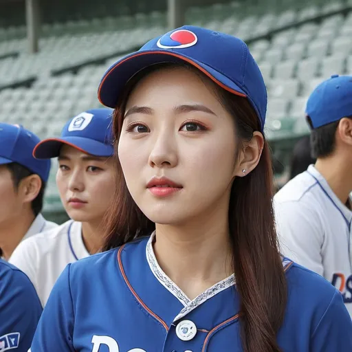 Prompt: korean baseball Team Doosan fan, woman in her 20s, analytical