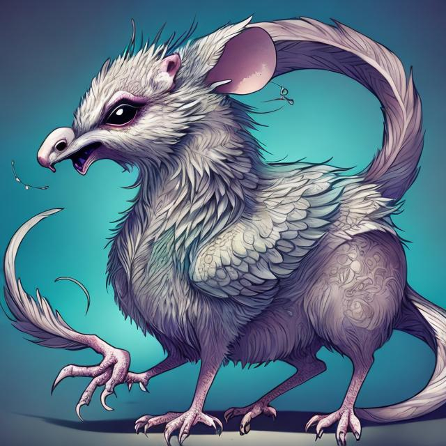 Prompt: illustrated digital art rat, pigeon, ,griffin, hybrid, magical, creature, friendly