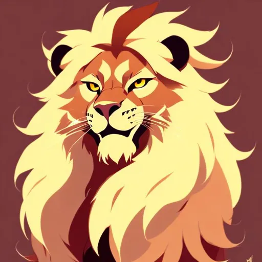 Prompt: illustrated anime style, anthropomorphic Lion, Fursona, Beautiful Mane, golden eyes, casually dressed, Buff, smiling at viewer, portrait
