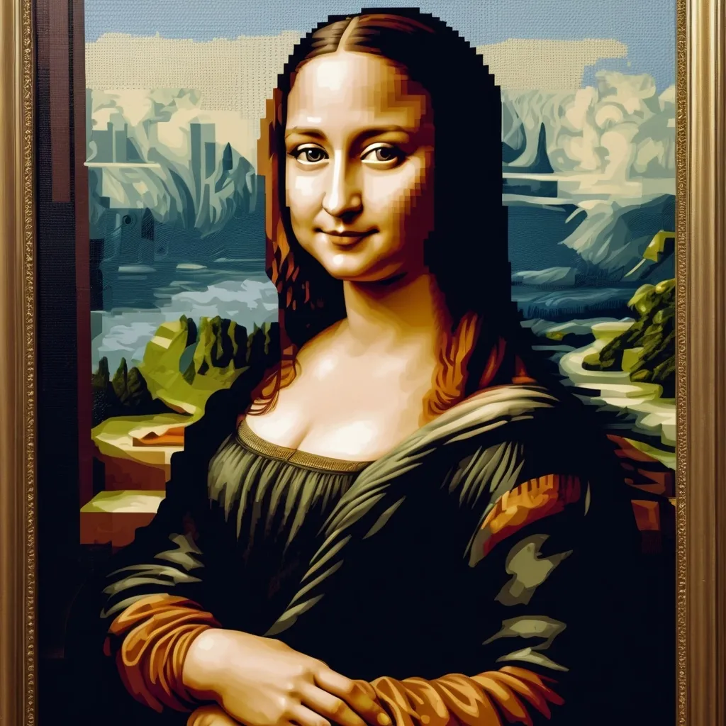 Prompt: uma mistura entre a monalisa e o et em 8 bits
