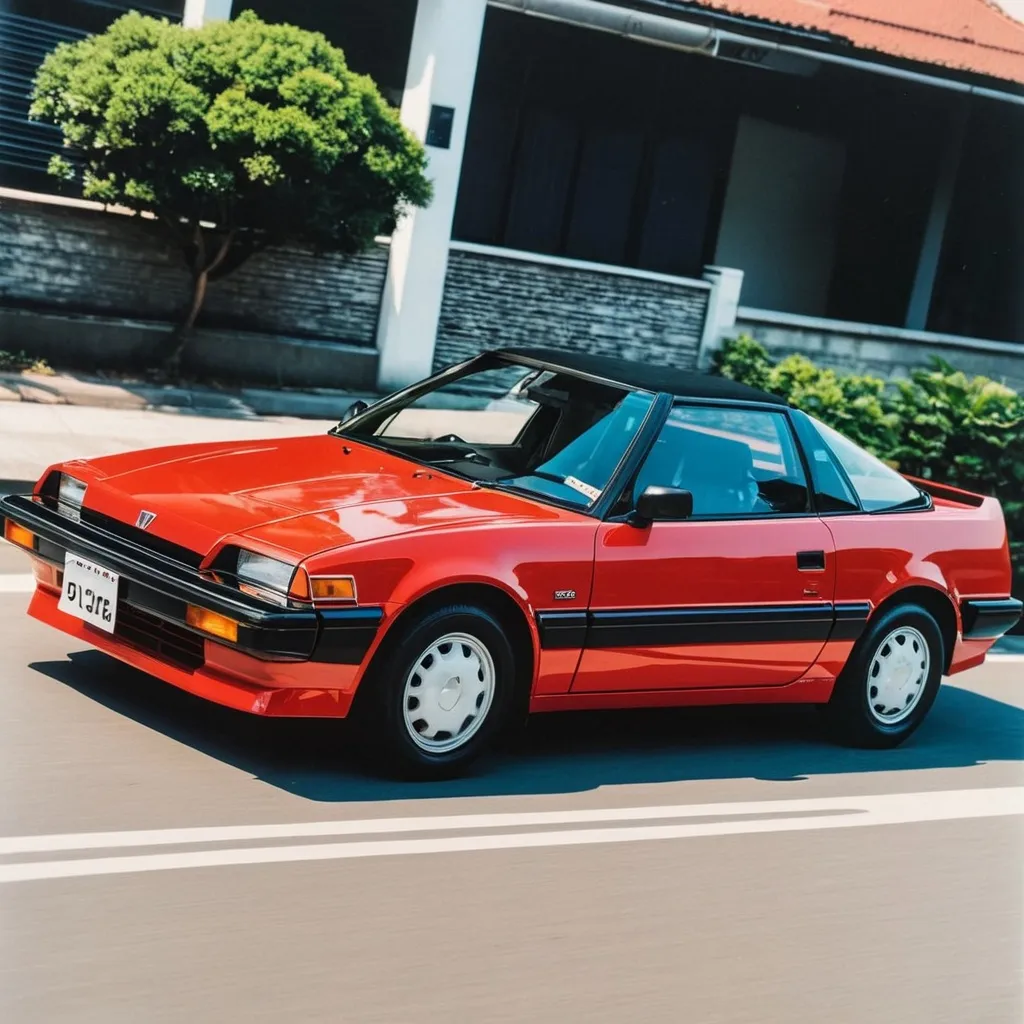 Prompt: Japanese 80s Art honda car