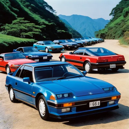 Prompt: Japanese 80s Art Honda dream cars