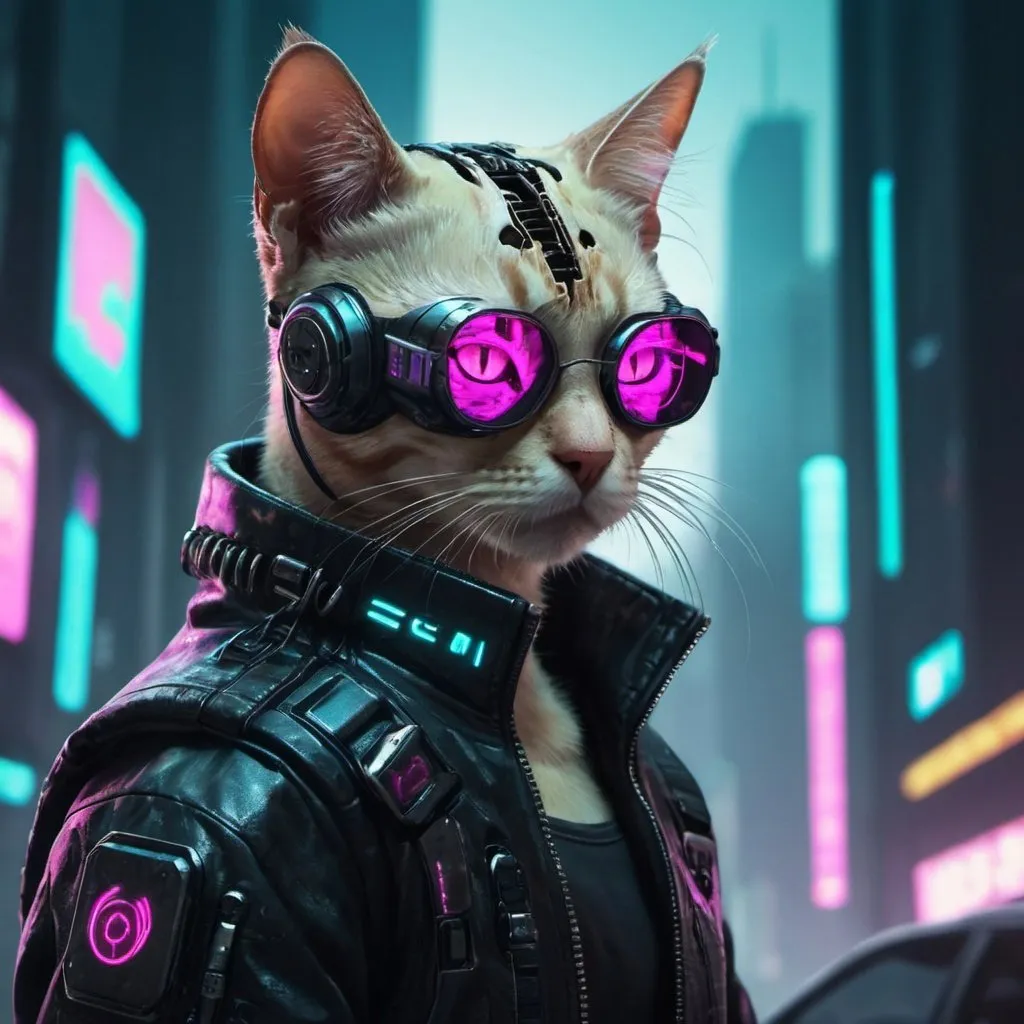 Prompt: cyberpunk, cat
