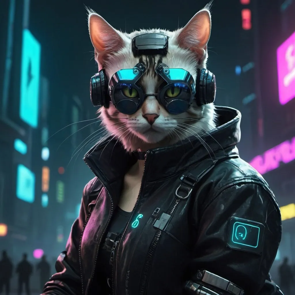 Prompt: cyberpunk, cat