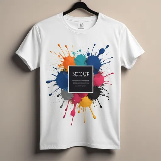 Prompt: Create a custom mockup featuring a neatly folded white t-shirt centered on a plain, light beige or soft grey background. The t-shirt’s design area should be clearly visible, with your 'Splash Ink Designs' logo prominently displayed in the center. Surrounding the t-shirt, incorporate a subtle, artistic border created with hand-drawn elements or brush strokes that resemble ink splashes or paint splatters, using colors that match your brand's vibrant palette. The border should be light and delicate, framing the t-shirt without overpowering the design area. The overall composition should be clean and elegant, with the t-shirt and logo as the focal points. Soft, diffused lighting should be used to enhance the fabric’s texture and ensure the mockup looks polished and professional. This mockup template is designed to provide a unique, consistent look across all 'Splash Ink Designs' listings on Etsy, reflecting the creative and dynamic spirit of your brand while keeping the focus on the product."