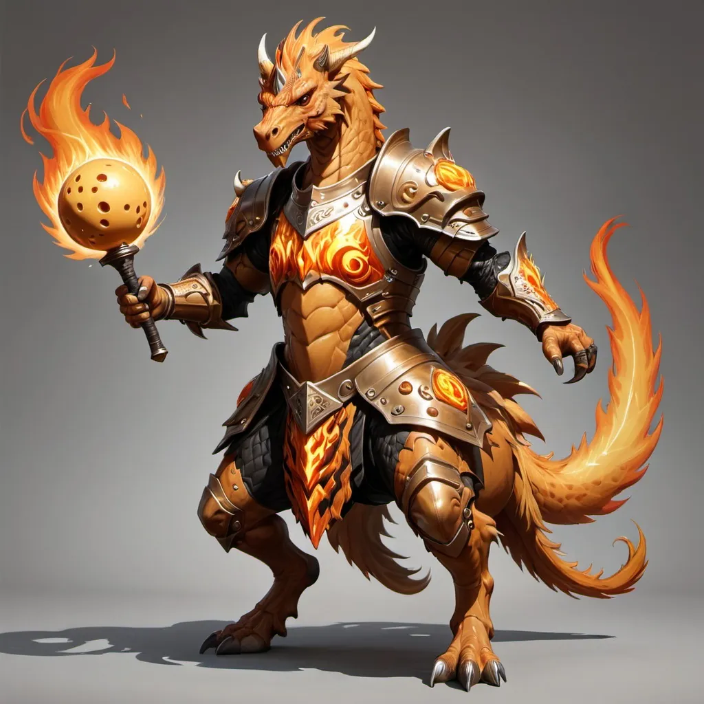Prompt: kirin, brown, fire, 5, armor, pickleball
