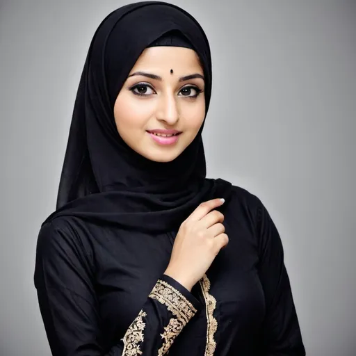 Prompt: Beautiful muslim girl in black kameez