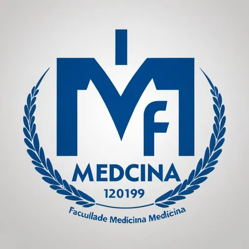 Prompt: Faculdade de medicina. FAMEMA. fazer uma logo, marca. Representação dos profissionais de saúde. Fazer de cor azul. Uma amrca que represente as montanhas da cidade de Marília
