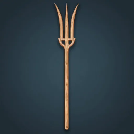 Prompt: Long wooden pitchfork Trident;single line art