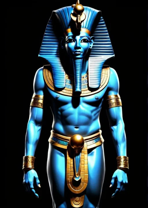 Prompt: Photo of realistic egyptian god osiris whole body with the dark background