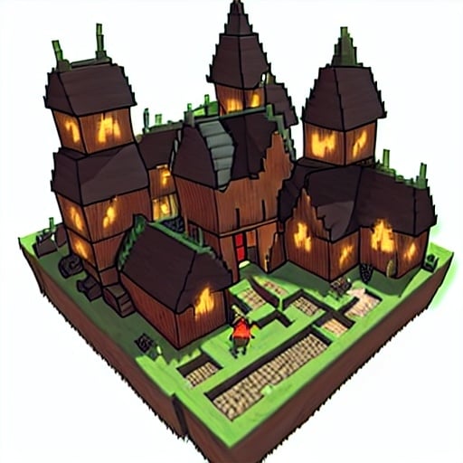 Prompt: Minecraft demonic village