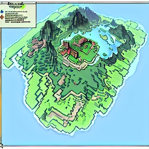 Prompt: Minecraft RPG world map