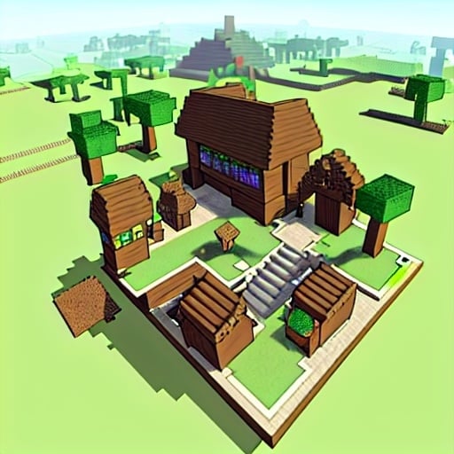 Prompt: Minecraft village