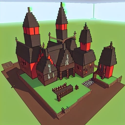 Prompt: Minecraft demonic village