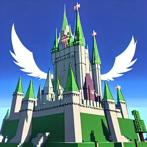 Prompt: Minecraft angelic castle