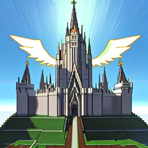 Prompt: Minecraft angelic castle