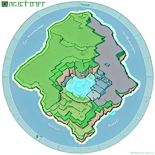 Prompt: Minecraft RPG world map