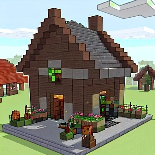 Prompt: Minecraft blacksmith village building