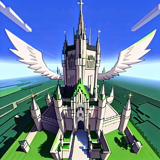 Prompt: Minecraft angelic castle