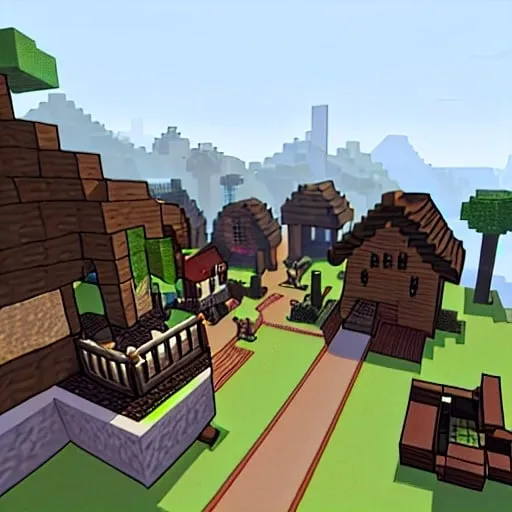 Prompt: Minecraft blacksmith village building