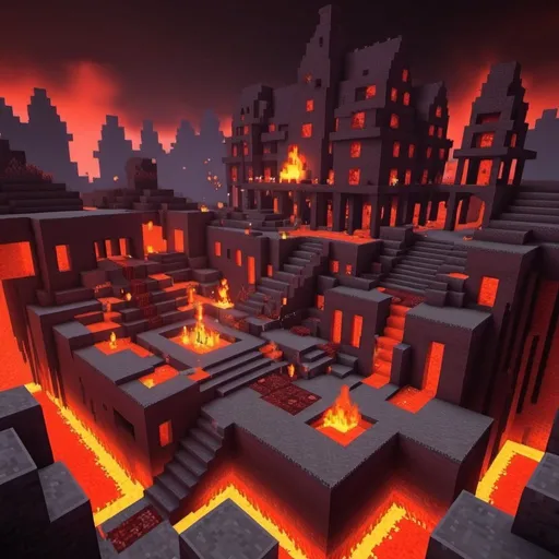 Prompt: RPG Minecraft Hell world