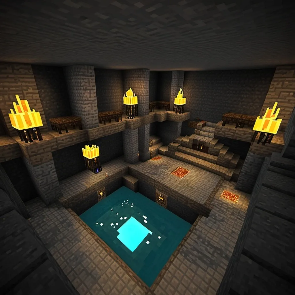 Prompt: RPG Minecraft underworld map