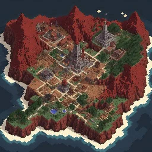 Prompt: RPG Minecraft Hell world map