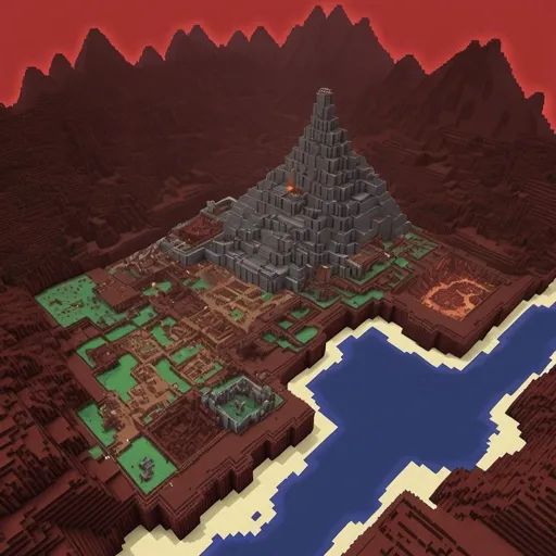 Prompt: RPG Minecraft Hell world map