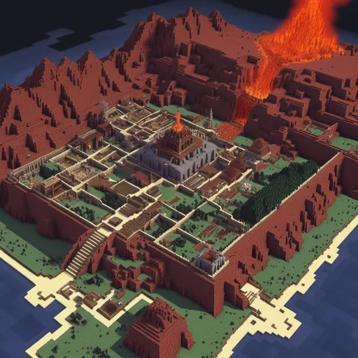 Prompt: RPG Minecraft Hell world map