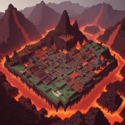Prompt: RPG Minecraft Hell world map