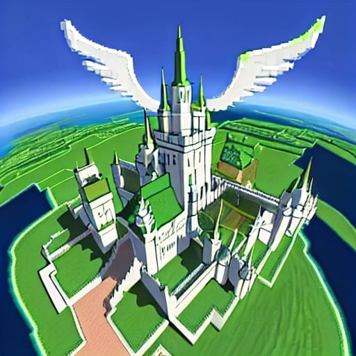 Prompt: Minecraft angelic castle