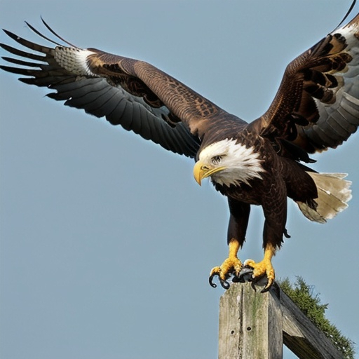 Prompt: An eagle in the air with the head of a tiger
