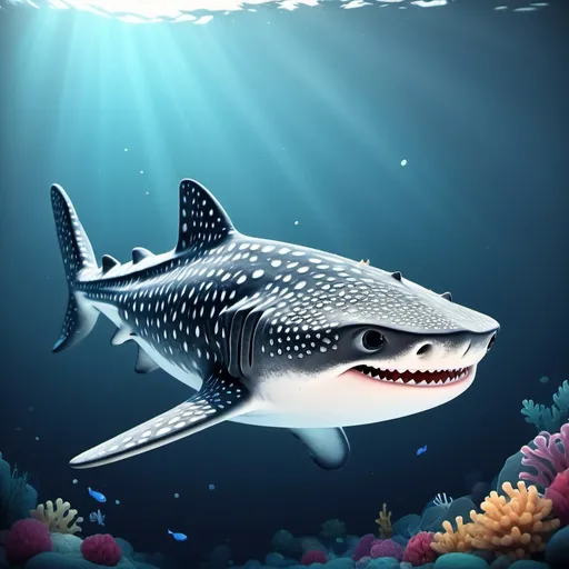 Prompt: A cute animated whale shark