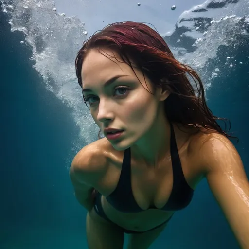 Prompt: deep water swim hot woman


