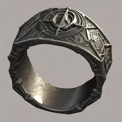 Prompt: a dungeons and dragons item style image of: magic ring with depiction that looks like a shield of arcane
