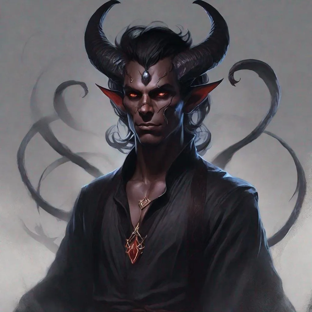 Prompt: A dark sorcerer, male tiefling from dungeons and dragons, magic spell, head of the demon, demon, devil, magical, mystical, photoshop painting in the art style of charlie bowater a masterpiece, 8k resolution, dark fantasy concept art, by Greg Rutkowski, dynamic lighting, hyperdetailed, intricately detailed, Splash screen art, trending on Artstation, deep color, Unreal Engine, volumetric lighting