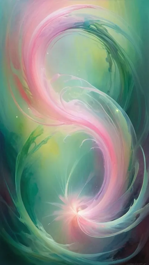 Prompt: A brilliantly luminous plasma phantom, its ethereal form defies logic and aches with surreal beauty: transparent wisps of plasma swirl, delicately merging 
shades of opalescent pinks and iridescent greens against a dreamlike backdrop. The idyllic scene is captured in a mesmerizing watercolor painting, evoking a sense of tranquility and wonder. The meticulous brushstrokes and vibrant color palette showcase the artist's exceptional skill and attention to detail. This captivating image transports viewers to a realm where reality and fantasy intertwine, leaving a lasting impression of awe and enchantment.