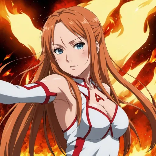 Prompt: Asuna on fire