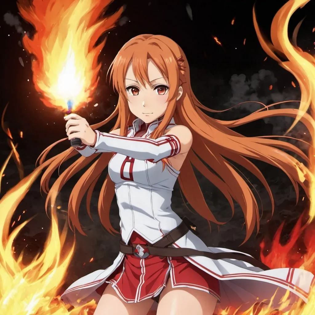 Prompt: Asuna on fire