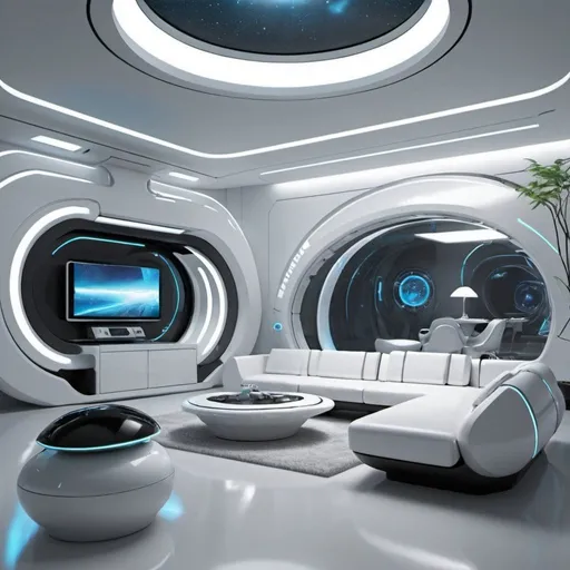 Prompt: futuristic living room