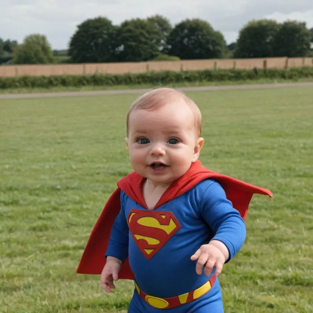 Prompt: Baby Kal EL landing Kent