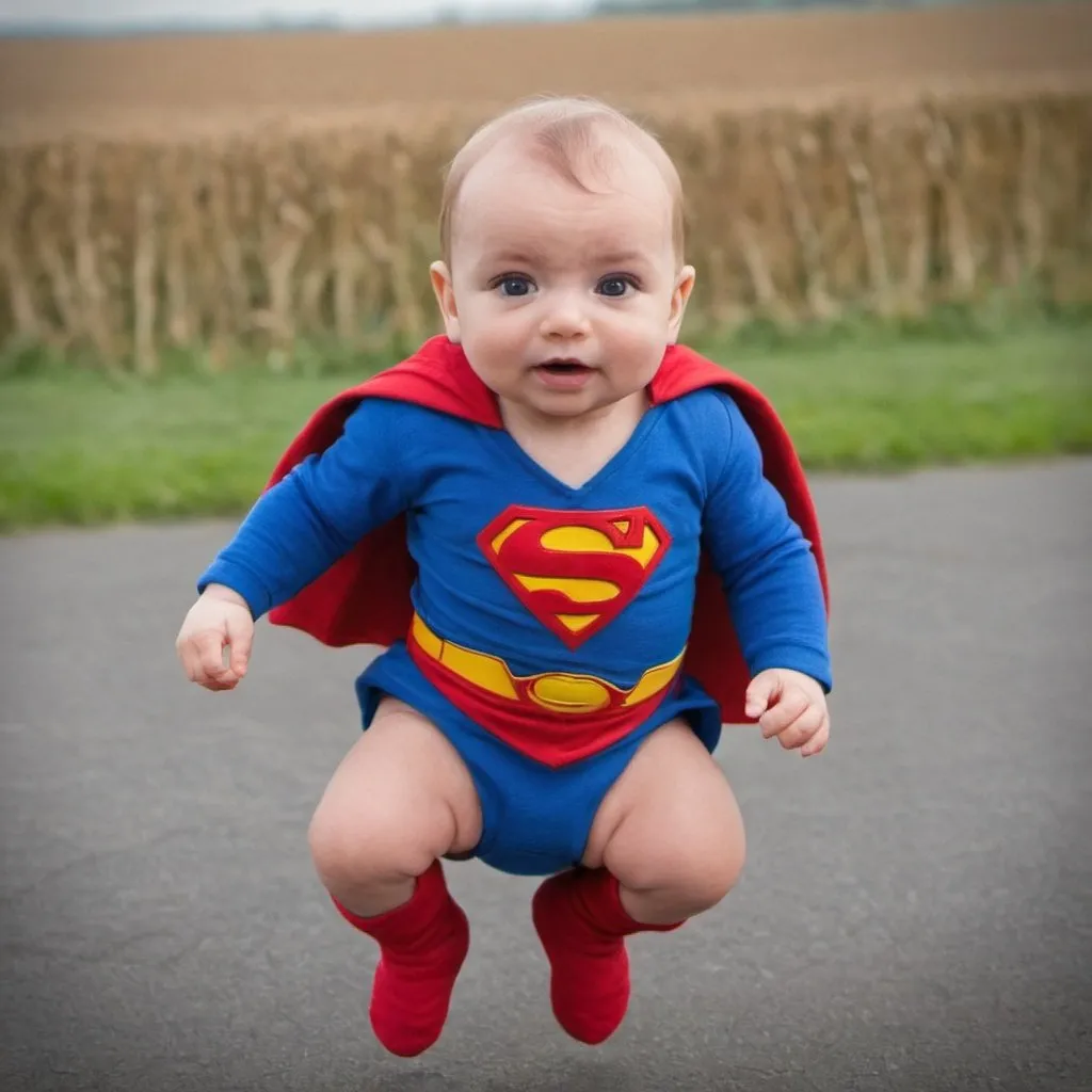 Prompt: Baby Kal EL landing Kent